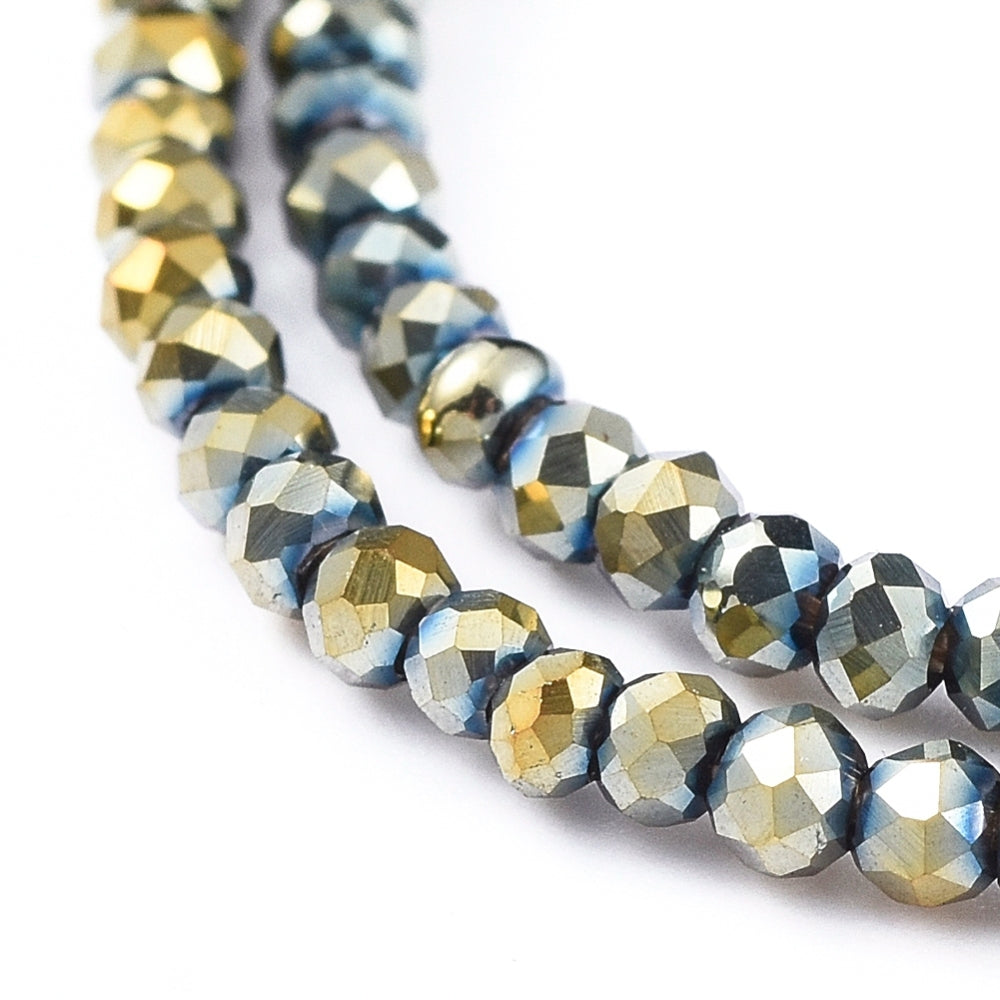 Glaskralen Facet Rondel Metallic Multicolor 2x1.5mm - ± 208 stuks-Kralen-Kraaltjes van Renate