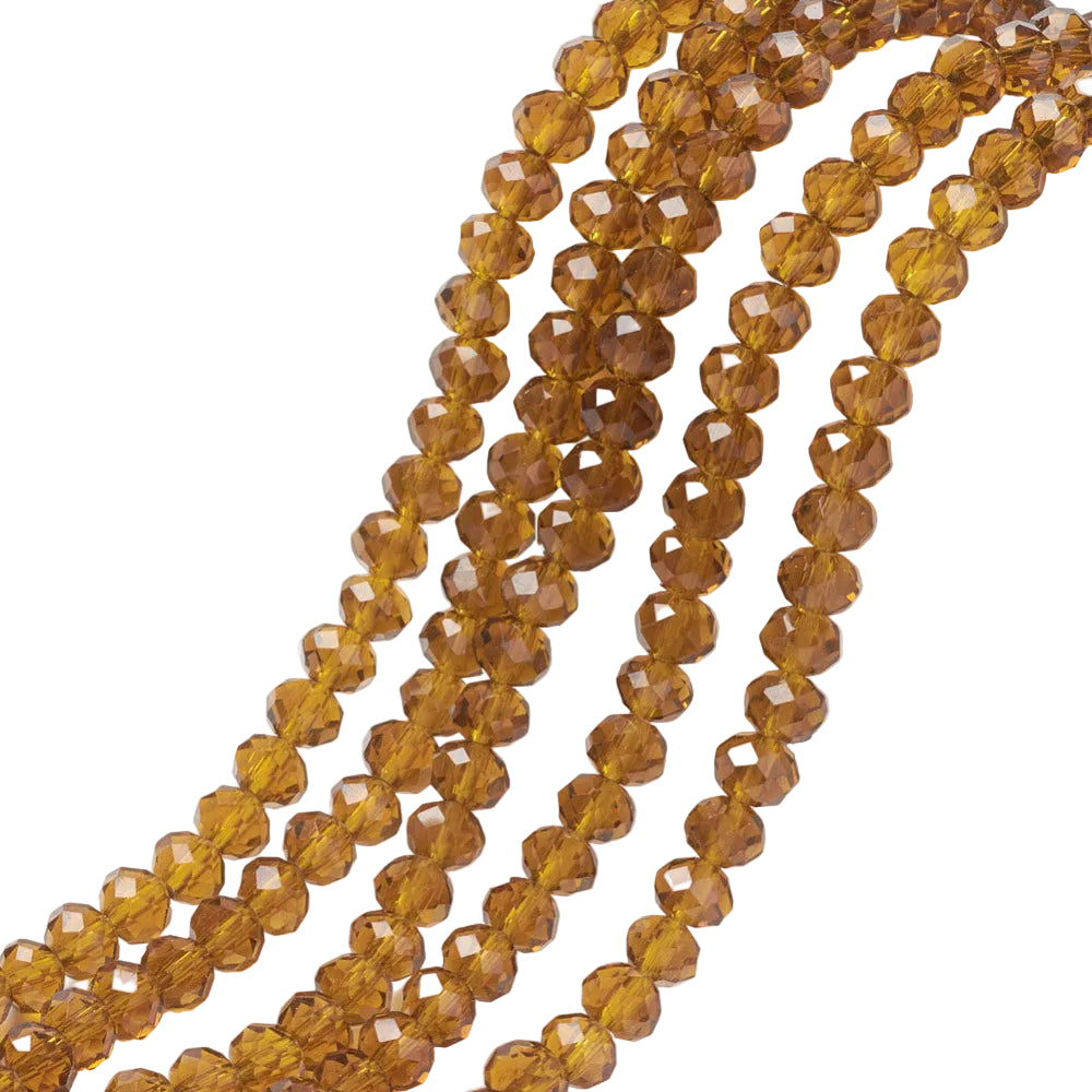 Glaskralen Facet Rondel Okergeel 8x6mm - ± 56 stuks-Kralen-Kraaltjes van Renate