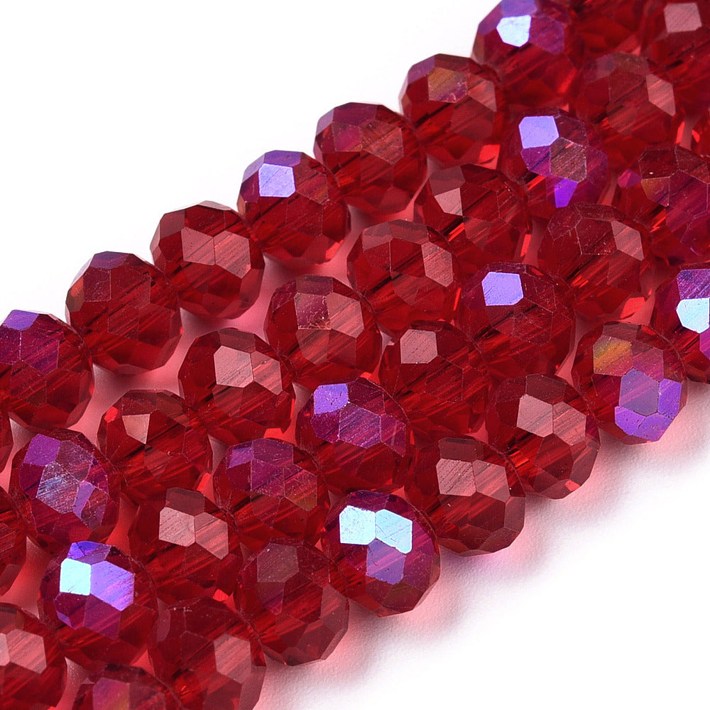 Glaskralen Facet Rondel Rood 2.3x2mm - ± 135 stuks-Kralen-Kraaltjes van Renate