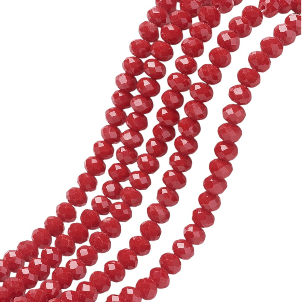 Glaskralen Facet Rondel Steenrood 2.3x1.5mm - ± 135 stuks-Kralen-Kraaltjes van Renate