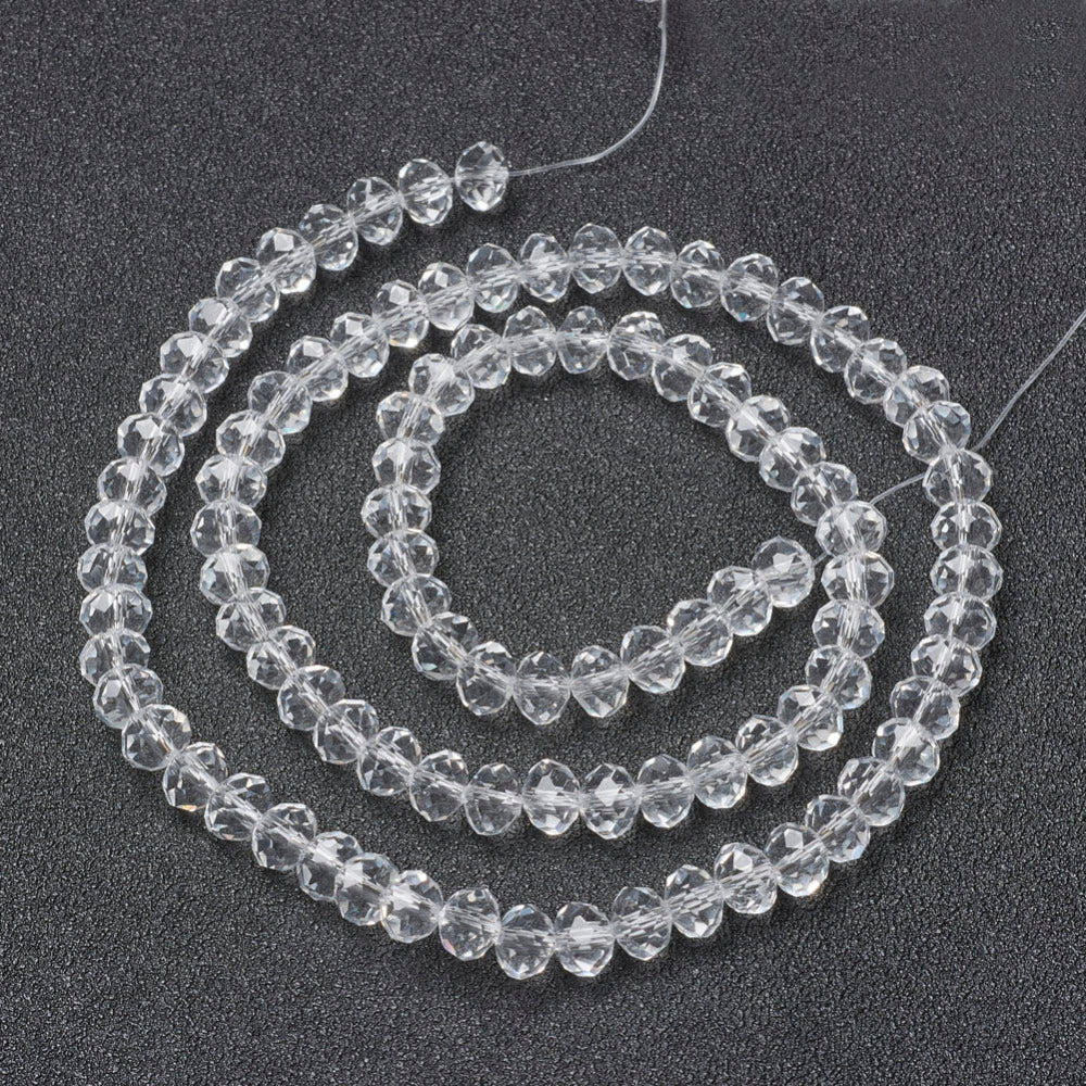 Glaskralen Facet Rondel Transparant 8x6mm - ± 56 stuks-Kralen-Kraaltjes van Renate