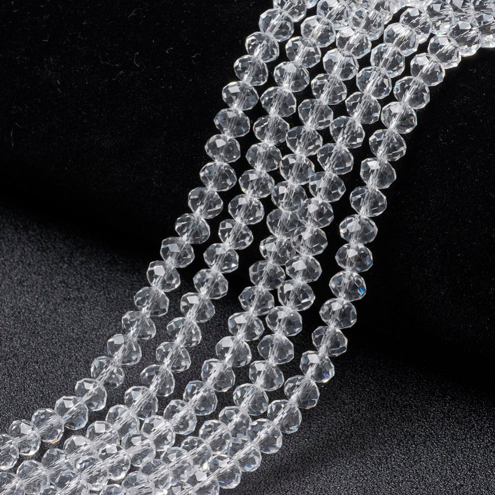Glaskralen Facet Rondel Transparant 8x6mm - ± 56 stuks-Kralen-Kraaltjes van Renate