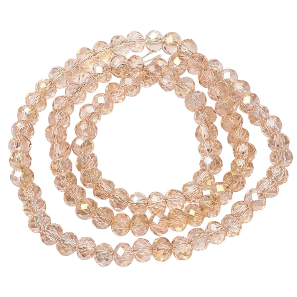 Glaskralen Facet Rondel Transparant Crème 6x5mm - ± 80 stuks-Kralen-Kraaltjes van Renate