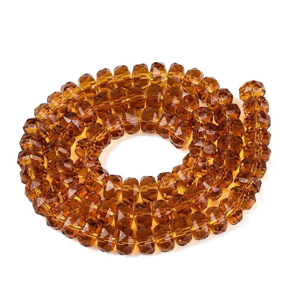 Glaskralen Facet Rondel Transparant Karamel 7.5x5mm - ± 79 stuks-Kralen-Kraaltjes van Renate
