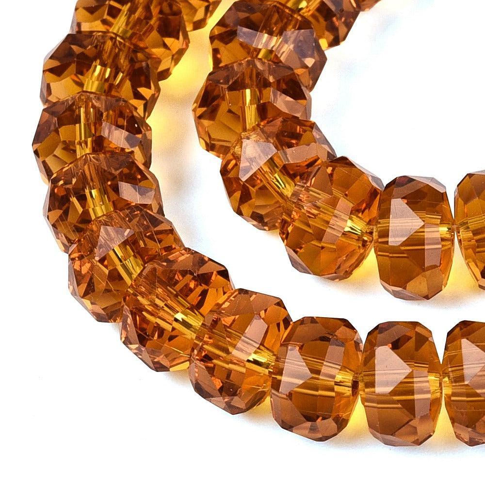 Glaskralen Facet Rondel Transparant Karamel 7.5x5mm - ± 79 stuks-Kralen-Kraaltjes van Renate