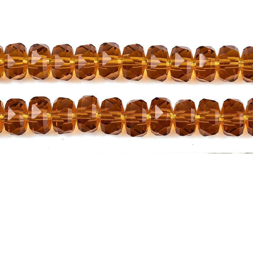 Glaskralen Facet Rondel Transparant Karamel 7.5x5mm - ± 79 stuks-Kralen-Kraaltjes van Renate