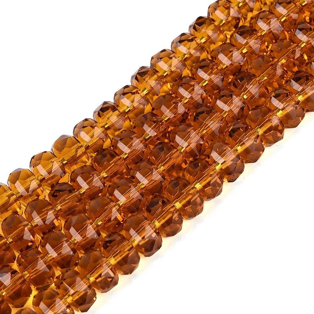 Glaskralen Facet Rondel Transparant Karamel 7.5x5mm - ± 79 stuks-Kralen-Kraaltjes van Renate