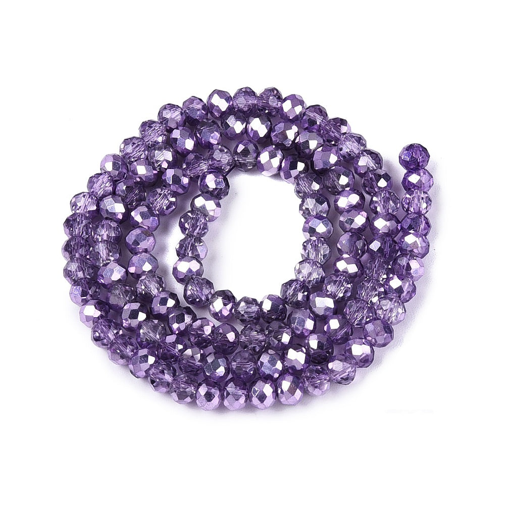 Glaskralen Facet Rondel Transparant Lavendel 4x3.5mm - ± 111 stuks-Kralen-Kraaltjes van Renate