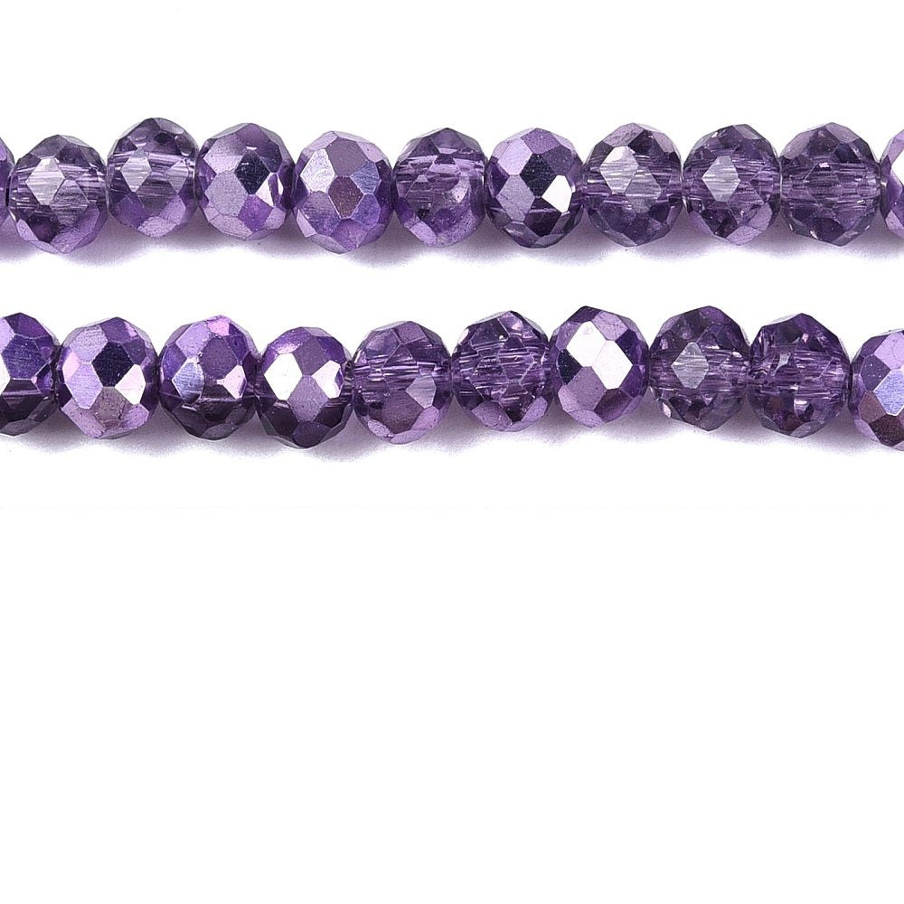Glaskralen Facet Rondel Transparant Lavendel 4x3.5mm - ± 111 stuks-Kralen-Kraaltjes van Renate