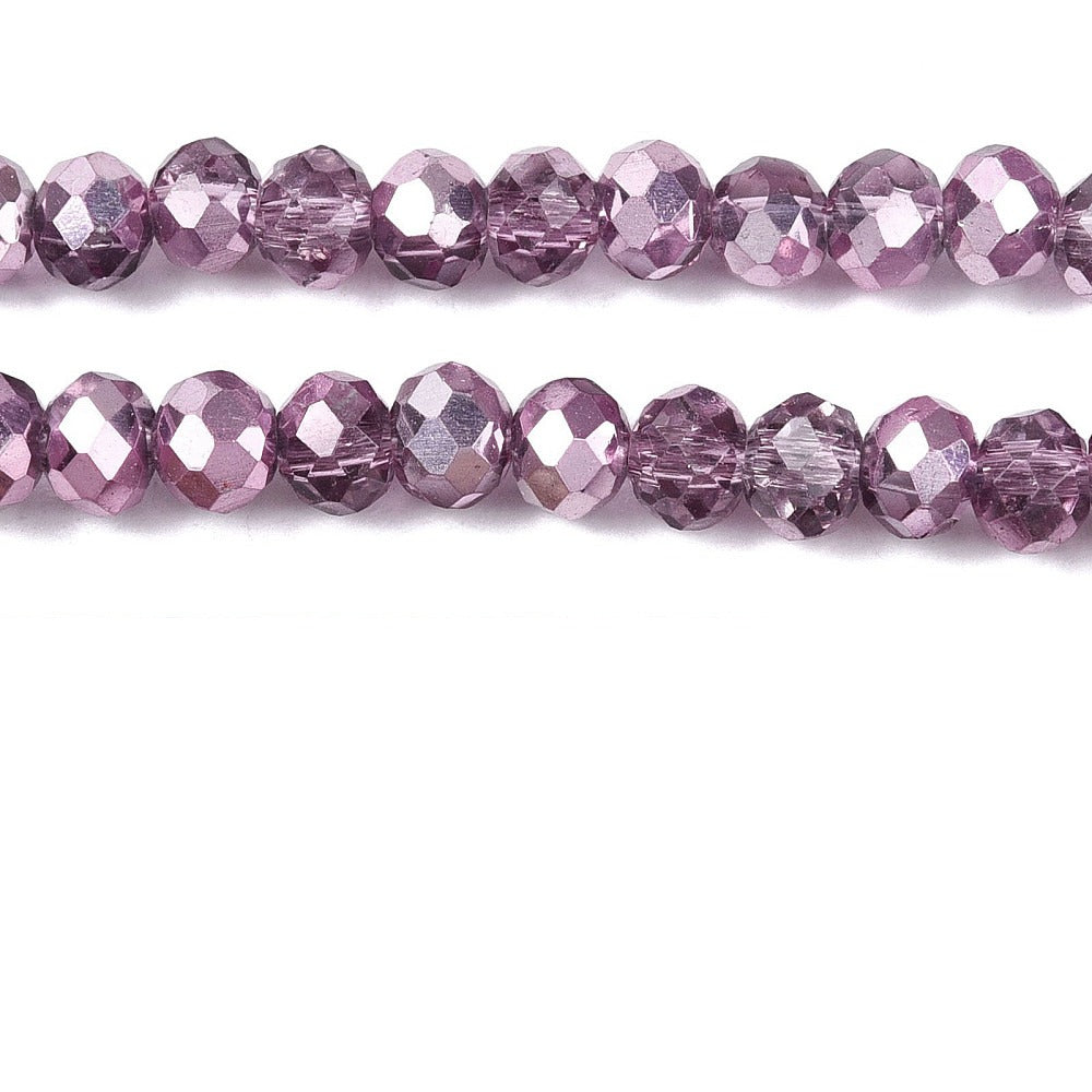 Glaskralen Facet Rondel Transparant Lila 4x3.5mm - ± 111 stuks-Kralen-Kraaltjes van Renate