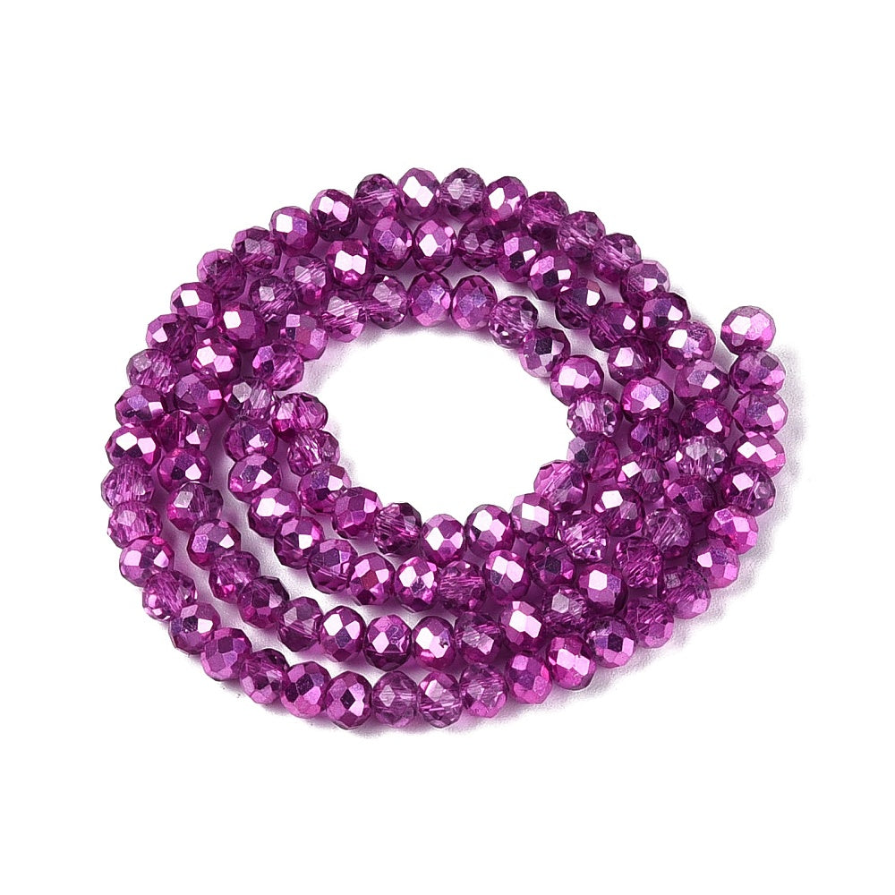 Glaskralen Facet Rondel Transparant Magenta 4x3.5mm - ± 111 stuks-Kralen-Kraaltjes van Renate