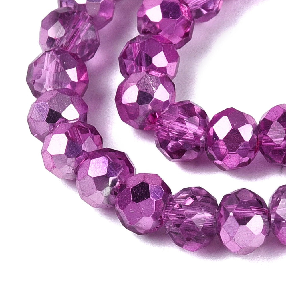 Glaskralen Facet Rondel Transparant Magenta 4x3.5mm - ± 111 stuks-Kralen-Kraaltjes van Renate