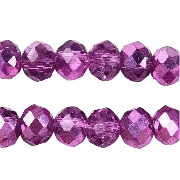 Glaskralen Facet Rondel Transparant Magenta 4x3.5mm - ± 111 stuks-Kralen-Kraaltjes van Renate