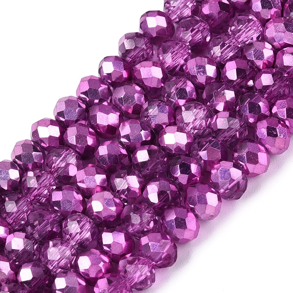 Glaskralen Facet Rondel Transparant Magenta 4x3.5mm - ± 111 stuks-Kralen-Kraaltjes van Renate