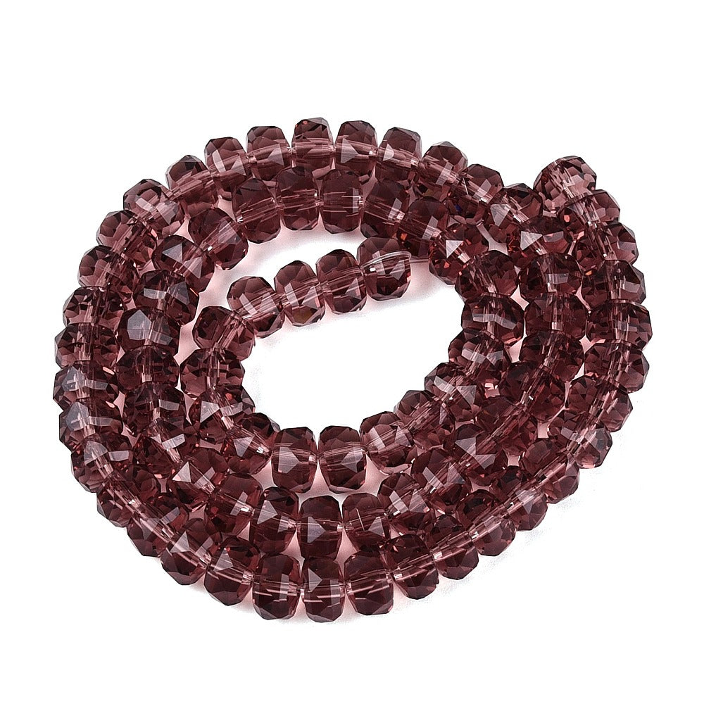 Glaskralen Facet Rondel Transparant Oudroze 7.5x5mm - ± 79 stuks-Kralen-Kraaltjes van Renate