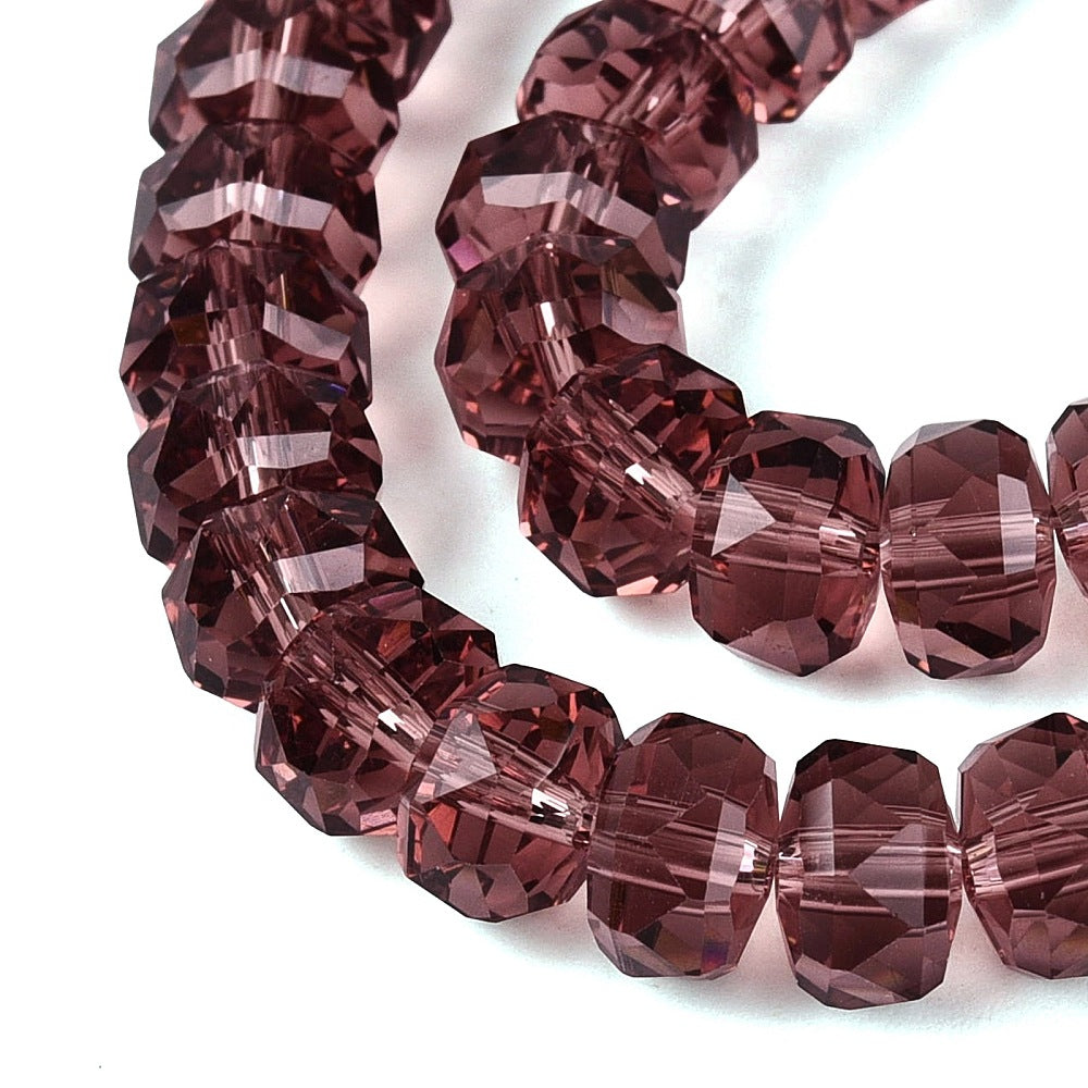 Glaskralen Facet Rondel Transparant Oudroze 7.5x5mm - ± 79 stuks-Kralen-Kraaltjes van Renate