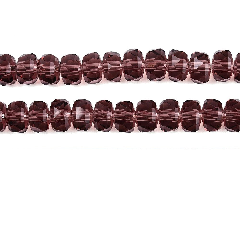 Glaskralen Facet Rondel Transparant Oudroze 7.5x5mm - ± 79 stuks-Kralen-Kraaltjes van Renate