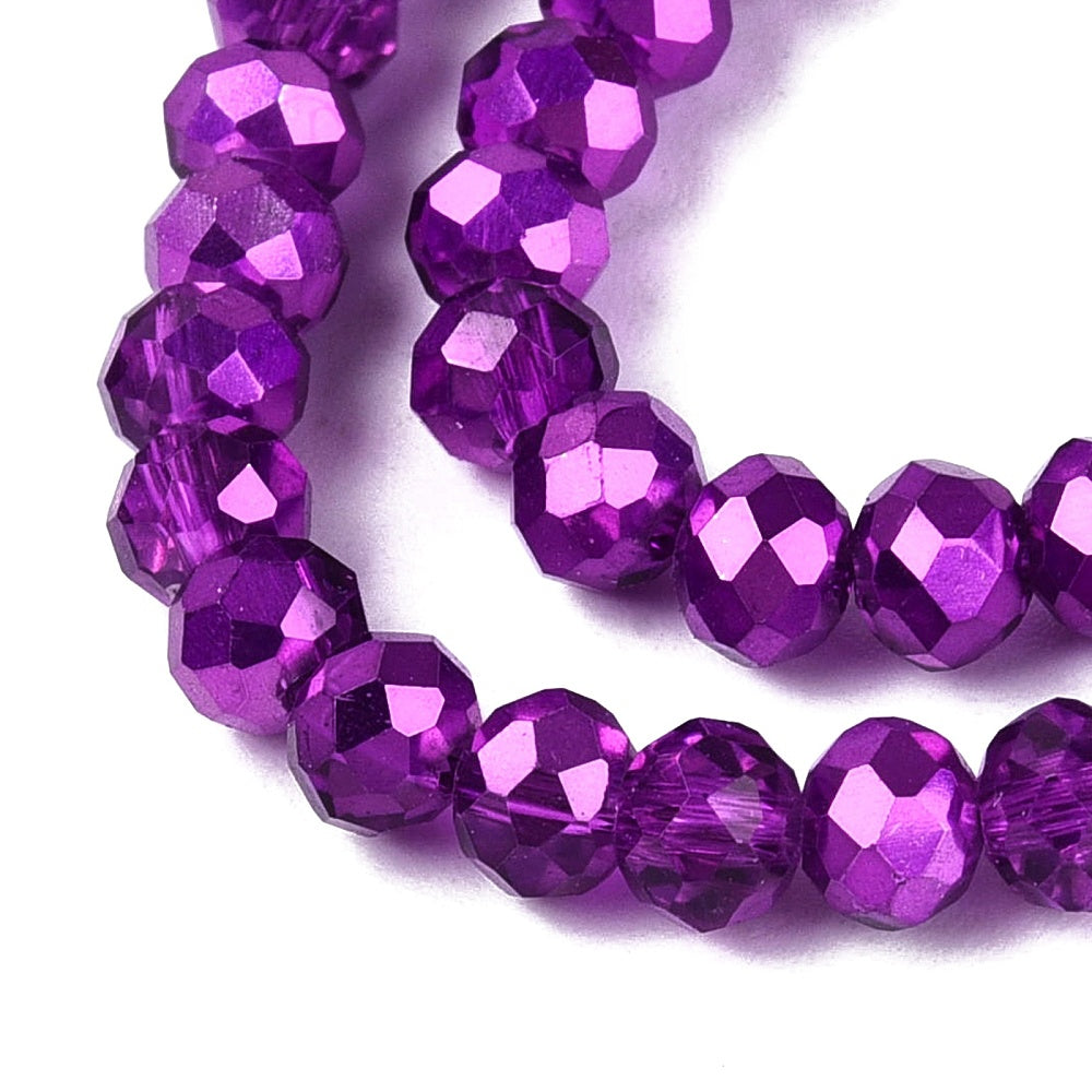 Glaskralen Facet Rondel Transparant Paars 4x3.5mm - ± 111 stuks-Kralen-Kraaltjes van Renate
