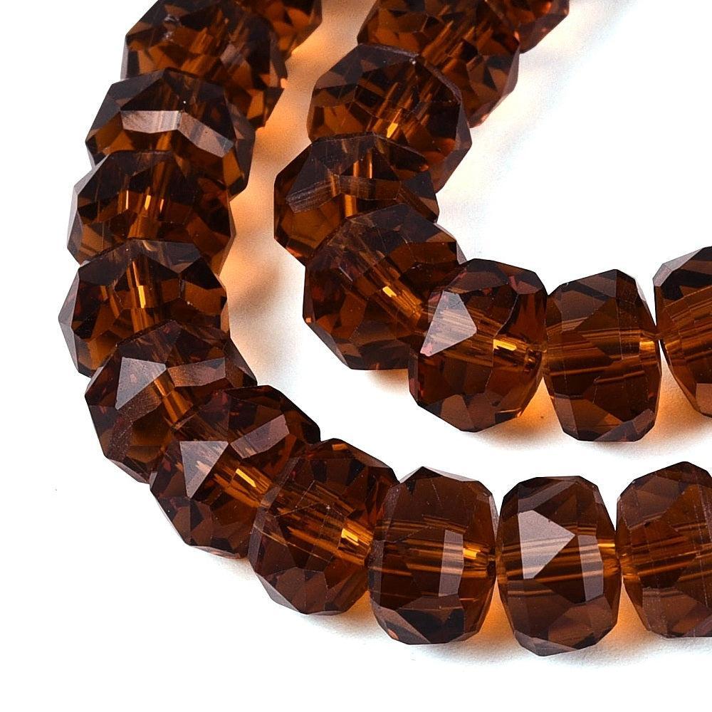 Glaskralen Facet Rondel Transparant Roestbruin 7.5x5mm - ± 79 stuks-Kralen-Kraaltjes van Renate