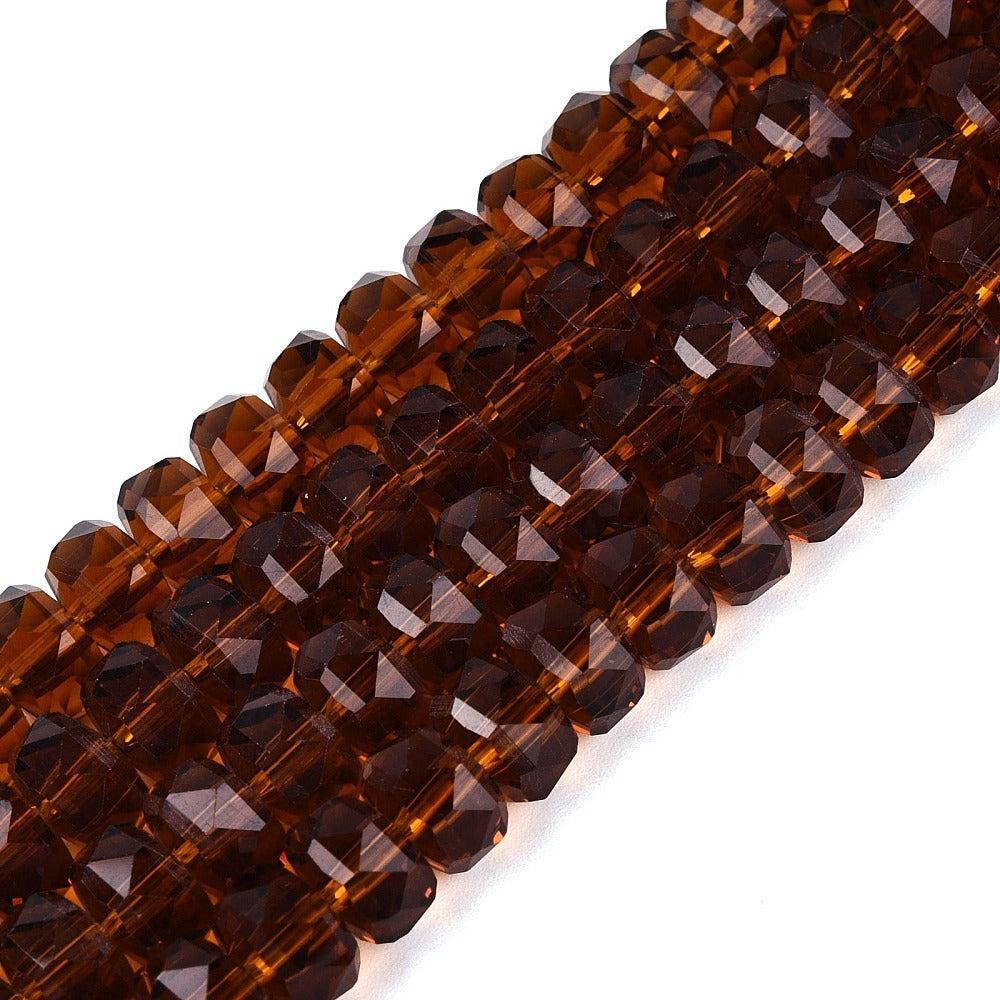 Glaskralen Facet Rondel Transparant Roestbruin 7.5x5mm - ± 79 stuks-Kralen-Kraaltjes van Renate