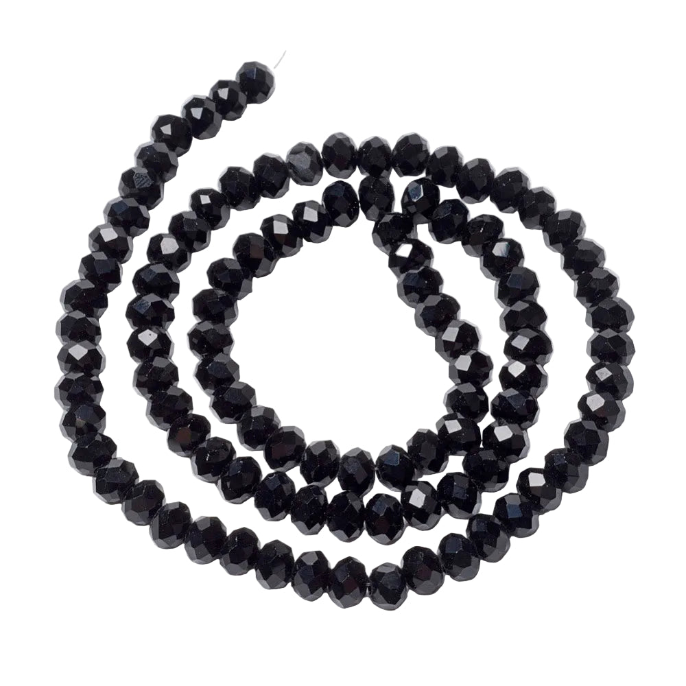 Glaskralen Facet Rondel Zwart 10x8mm - ± 60 stuks-Kralen-Kraaltjes van Renate