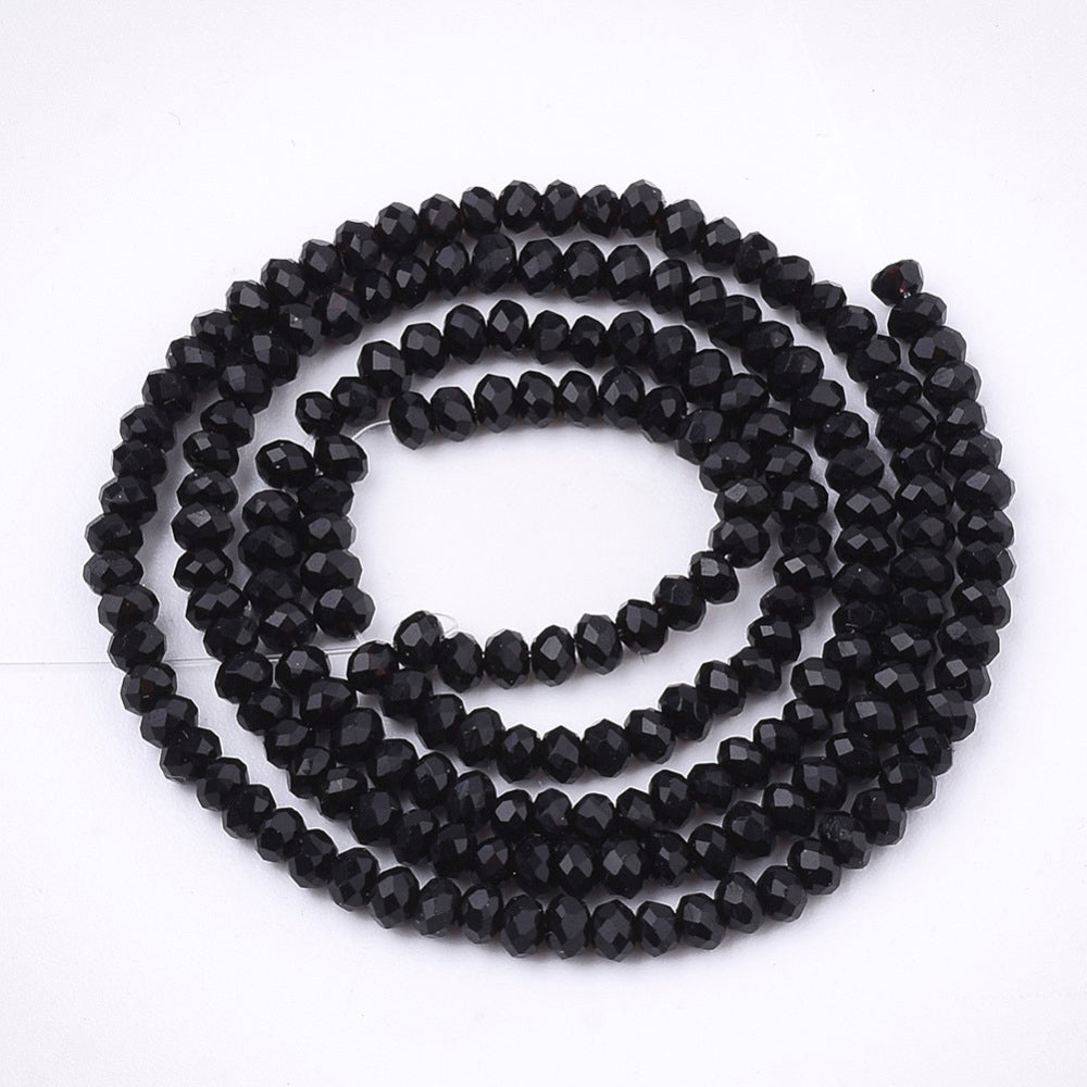 Glaskralen Facet Rondel Zwart 2.3x1mm - ± 135 stuks-Kralen-Kraaltjes van Renate