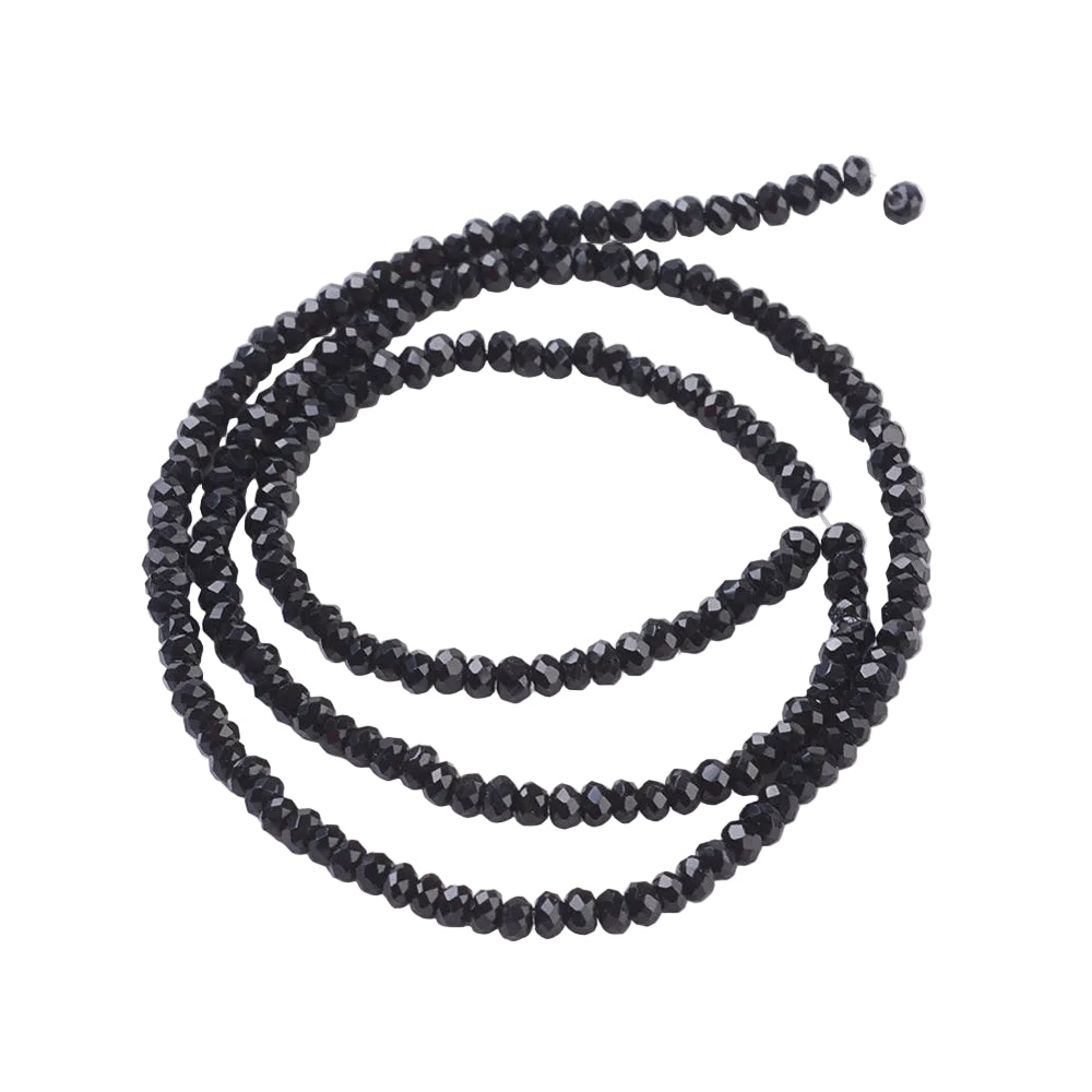 Glaskralen Facet Rondel Zwart 2.5x1.5mm - ± 185 stuks-Kralen-Kraaltjes van Renate