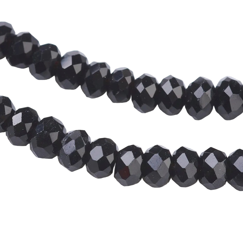 Glaskralen Facet Rondel Zwart 2.5x1.5mm - ± 185 stuks-Kralen-Kraaltjes van Renate
