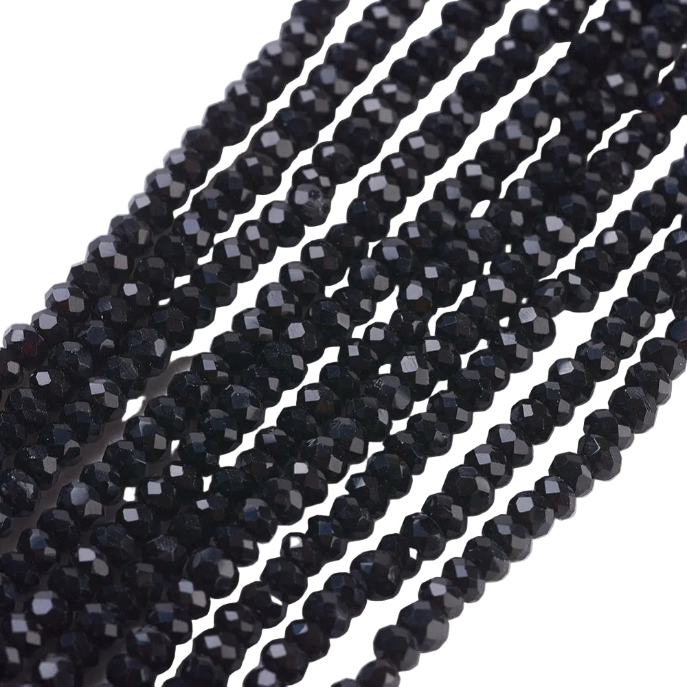 Glaskralen Facet Rondel Zwart 2.5x1.5mm - ± 185 stuks-Kralen-Kraaltjes van Renate