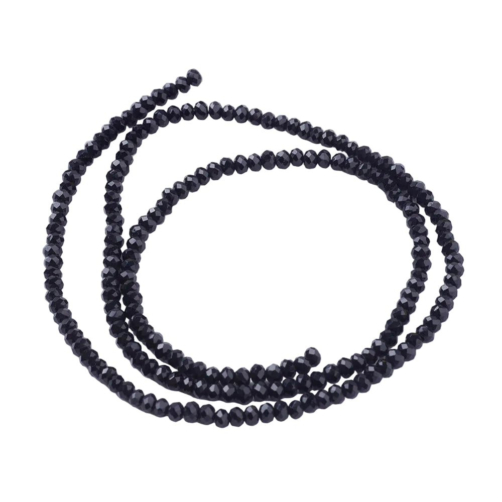 Glaskralen Facet Rondel Zwart 2.9x2mm - ± 135 stuks-Kralen-Kraaltjes van Renate