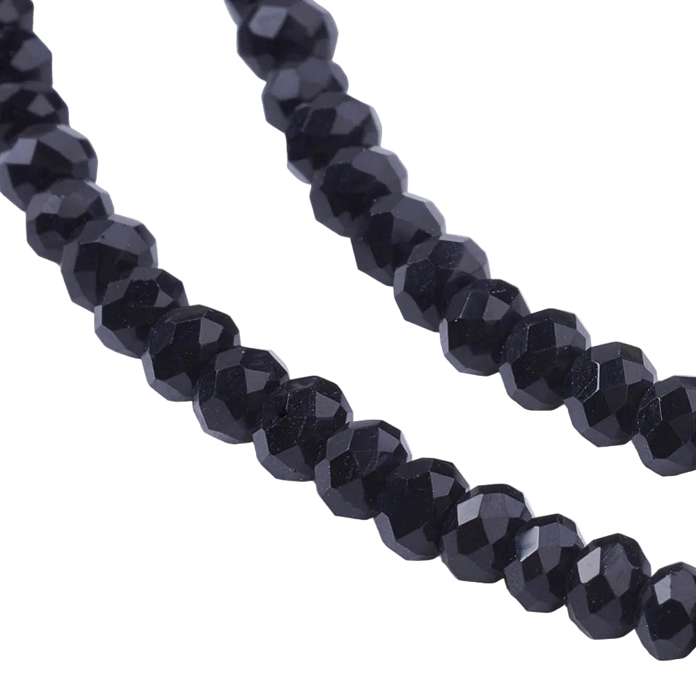 Glaskralen Facet Rondel Zwart 2.9x2mm - ± 135 stuks-Kralen-Kraaltjes van Renate