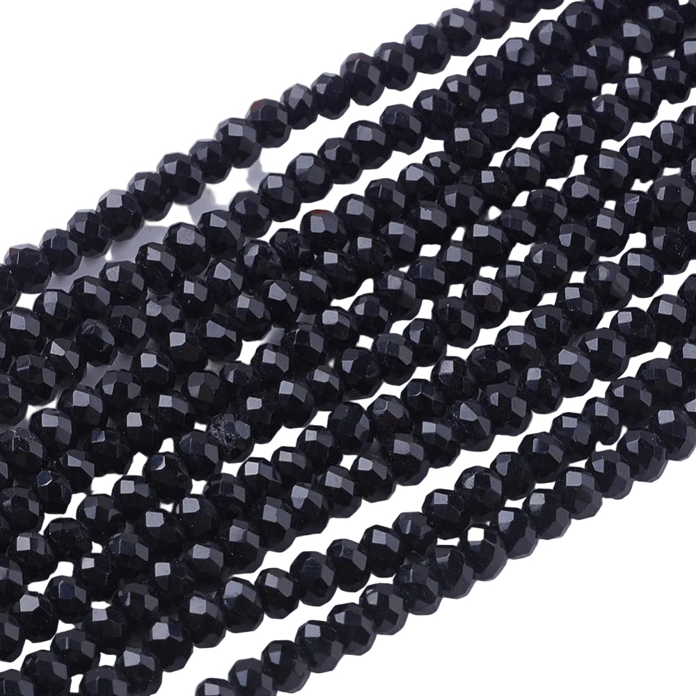 Glaskralen Facet Rondel Zwart 2.9x2mm - ± 135 stuks-Kralen-Kraaltjes van Renate