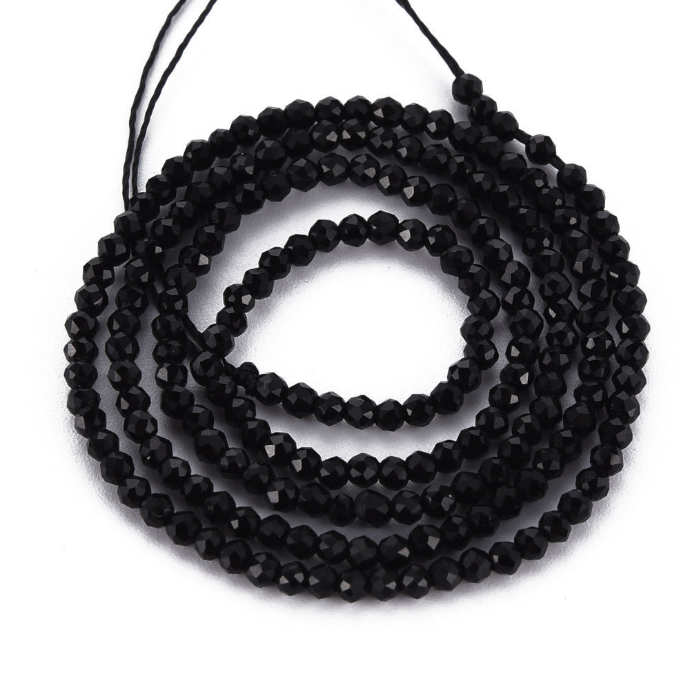 Glaskralen Facet Rondel Zwart 2x1.5mm - ± 192 stuks-Kralen-Kraaltjes van Renate