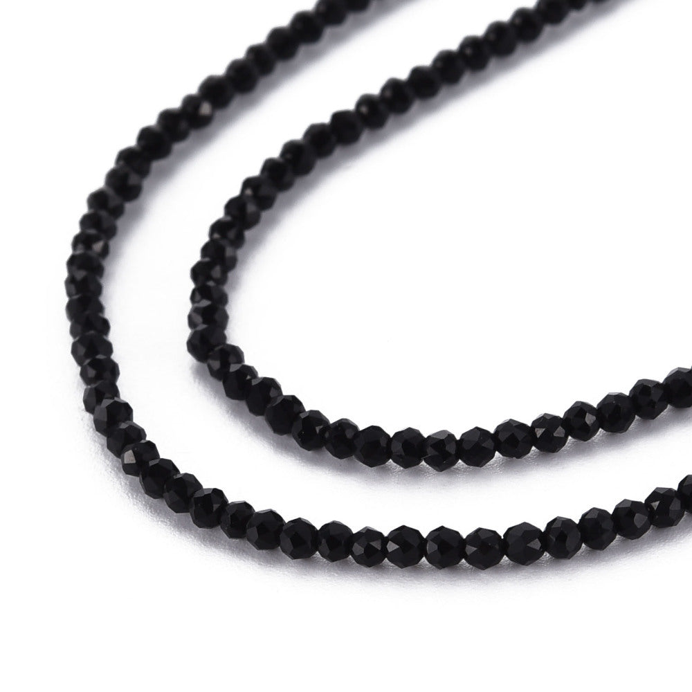 Glaskralen Facet Rondel Zwart 2x1.5mm - ± 192 stuks-Kralen-Kraaltjes van Renate