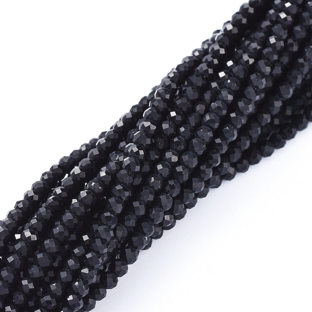 Glaskralen Facet Rondel Zwart 2x1.5mm - ± 208 stuks-Kralen-Kraaltjes van Renate