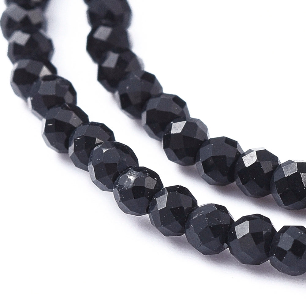 Glaskralen Facet Rondel Zwart 2x1.5mm - ± 208 stuks-Kralen-Kraaltjes van Renate