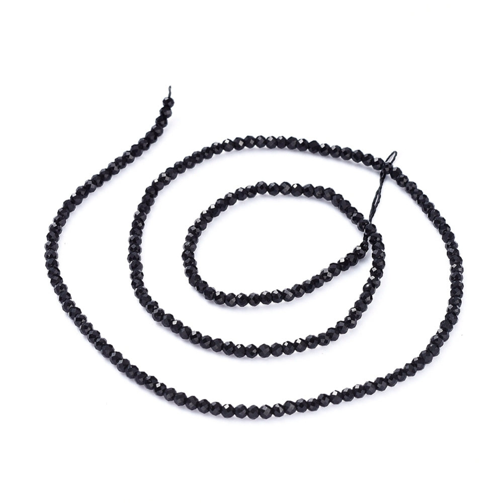Glaskralen Facet Rondel Zwart 2x1.5mm - ± 208 stuks-Kralen-Kraaltjes van Renate