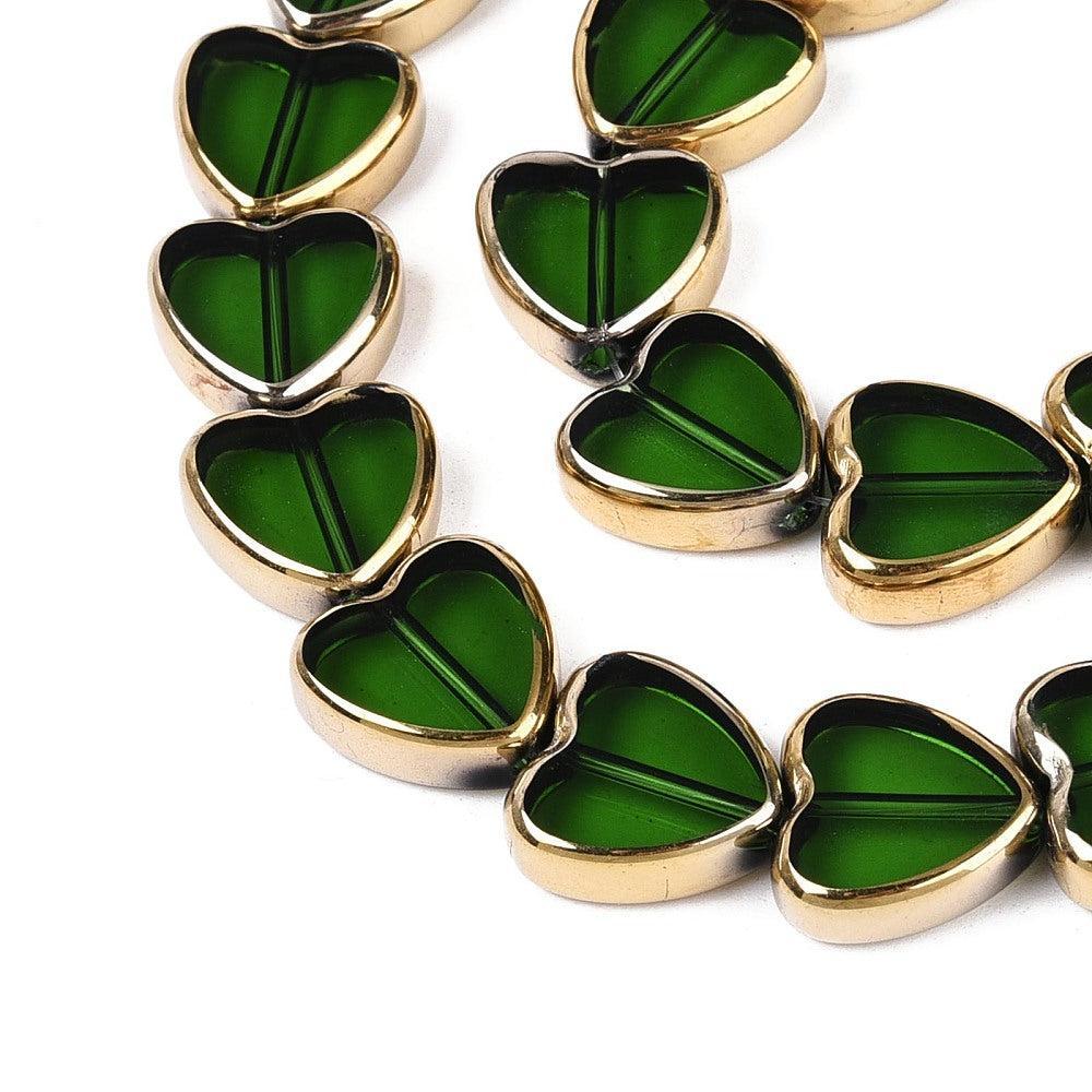 Glaskralen Hart Groen 14mm - 11 stuks-Kralen-Kraaltjes van Renate