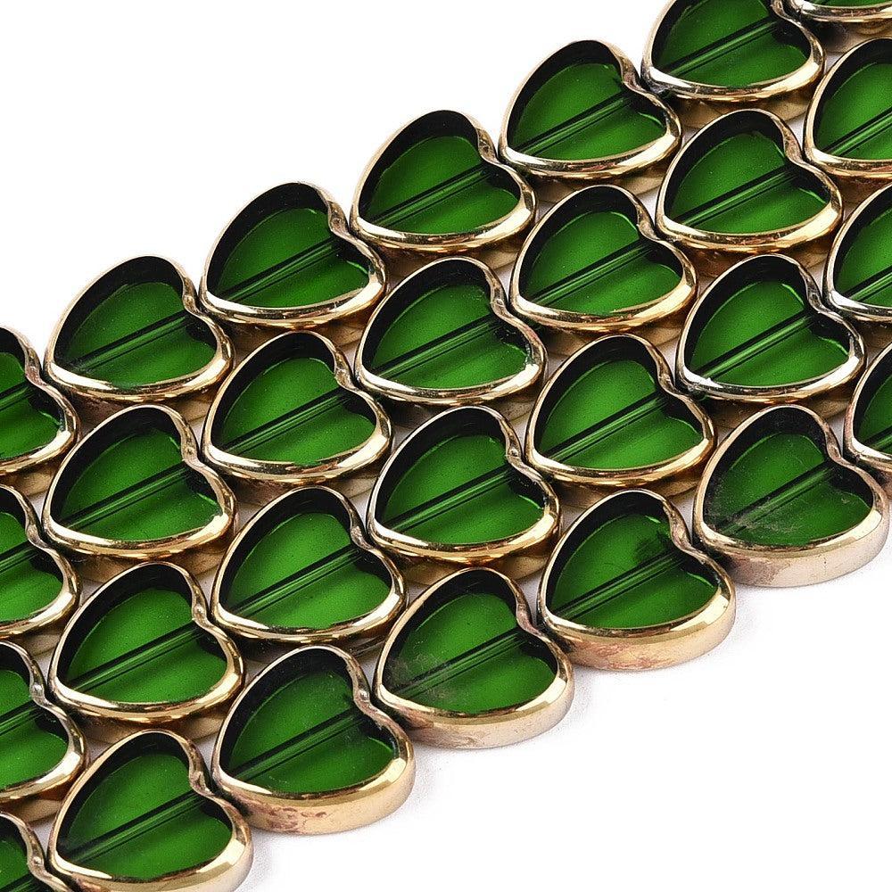 Glaskralen Hart Groen 14mm - 11 stuks-Kralen-Kraaltjes van Renate