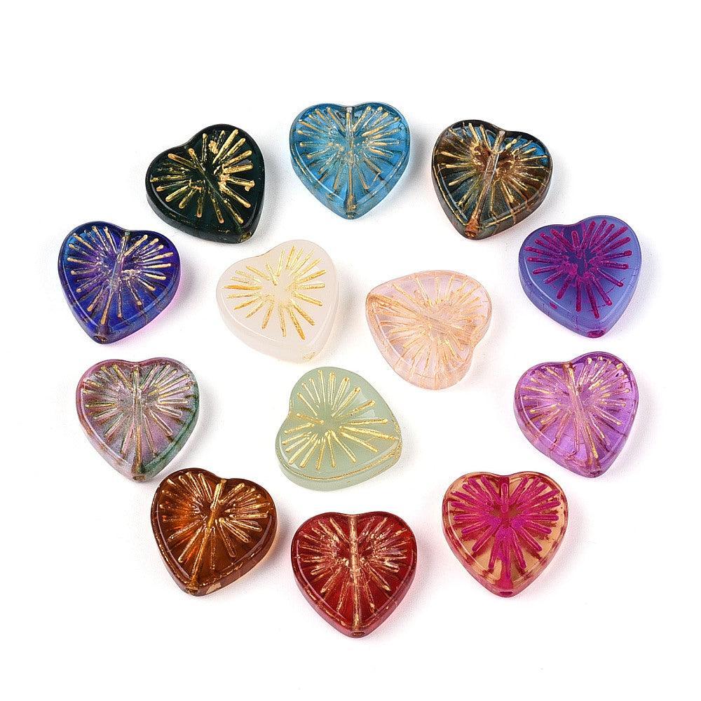 Glaskralen Hart Transparant Multicolor 18mm - per 5 stuks-Kralen-Kraaltjes van Renate