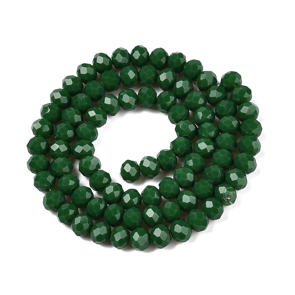 Glaskralen Imitatie Jade Facet Rondel Groen 6x5mm - ± 80 stuks-Kralen-Kraaltjes van Renate