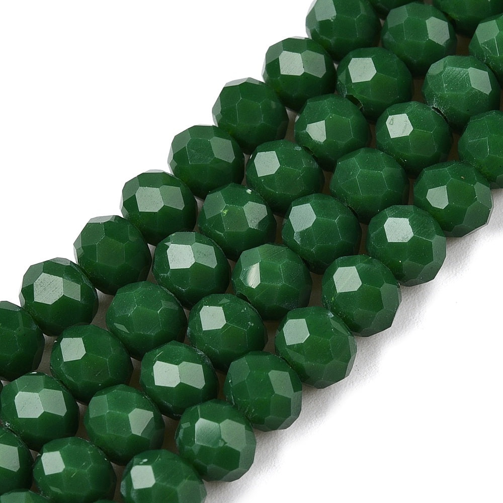 Glaskralen Imitatie Jade Facet Rondel Groen 6x5mm - ± 80 stuks-Kralen-Kraaltjes van Renate