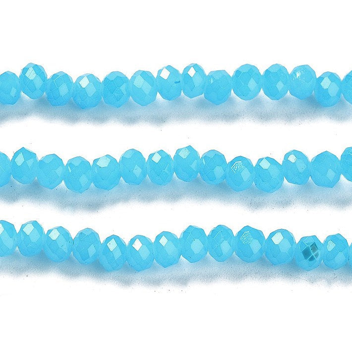 Glaskralen Imitatie Jade Facet Rondel Helderblauw 4x3mm - ± 54 stuks-Kralen-Kraaltjes van Renate