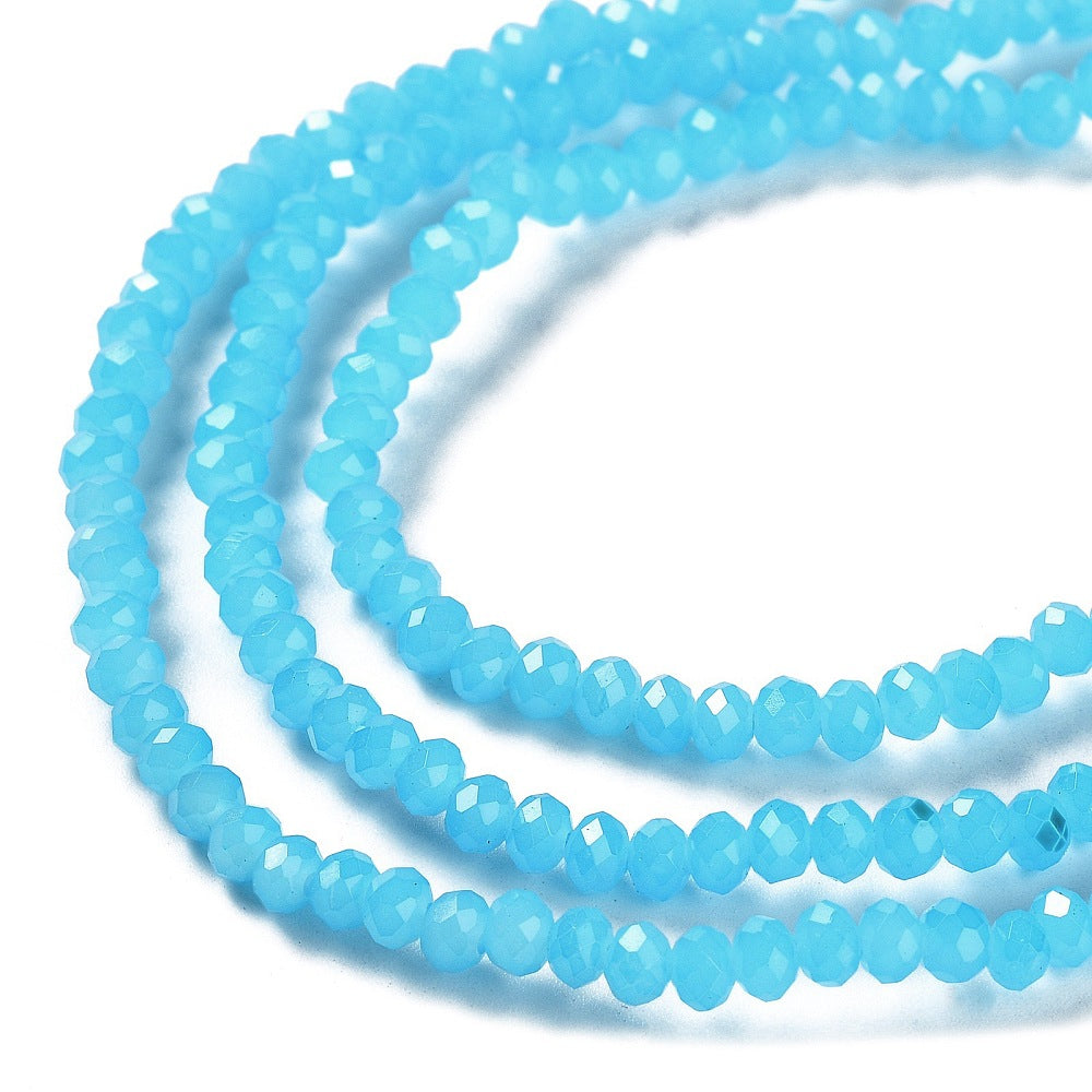 Glaskralen Imitatie Jade Facet Rondel Helderblauw 4x3mm - ± 54 stuks-Kralen-Kraaltjes van Renate