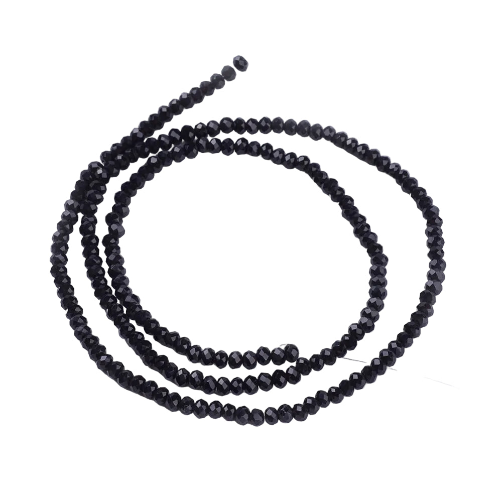 Glaskralen Imitatie Jade Facet Rondel Zwart 2.9x2mm - ± 135 stuks-Kralen-Kraaltjes van Renate