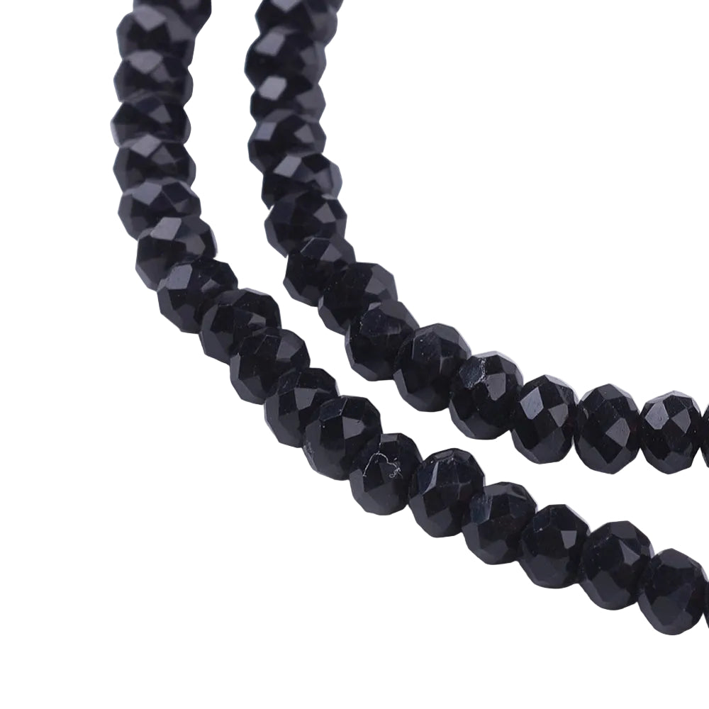 Glaskralen Imitatie Jade Facet Rondel Zwart 2.9x2mm - ± 135 stuks-Kralen-Kraaltjes van Renate