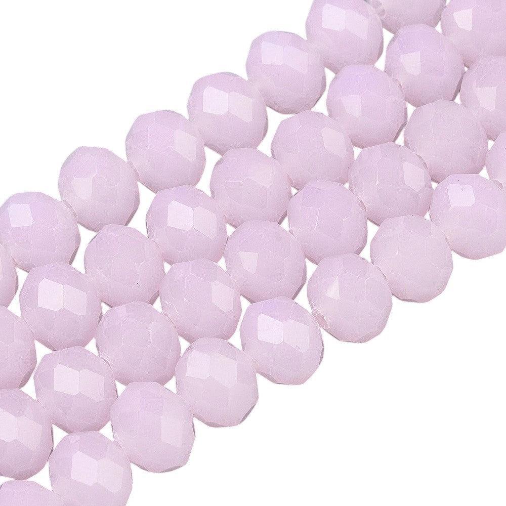 Glaskralen Imitatie Jade Rondel Facet Roze 8x6mm - ±60 stuks-Kralen-Kraaltjes van Renate