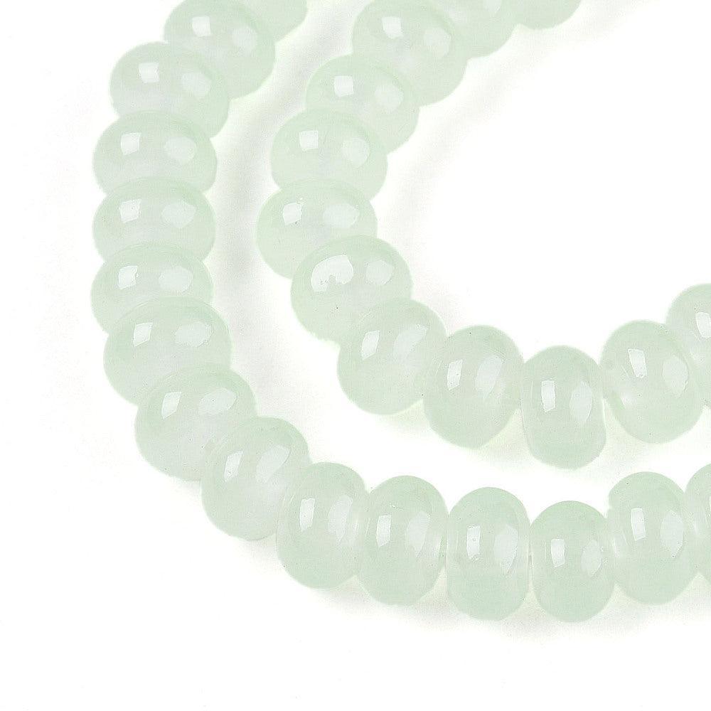 Glaskralen Imitatie Jade Rondel Honeydew groen 8x5mm - 25 stuks-Kralen-Kraaltjes van Renate