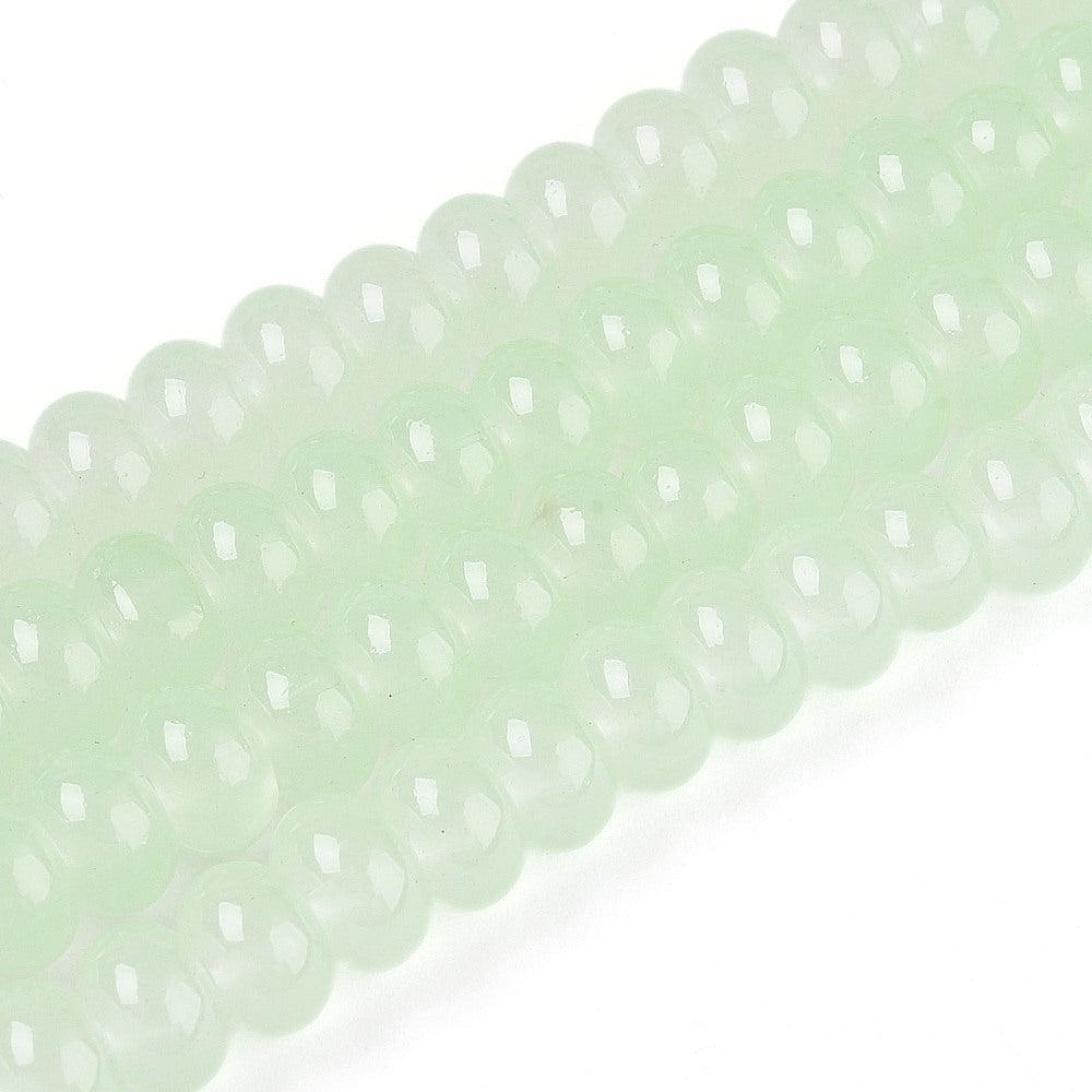 Glaskralen Imitatie Jade Rondel Honeydew groen 8x5mm - 25 stuks-Kralen-Kraaltjes van Renate