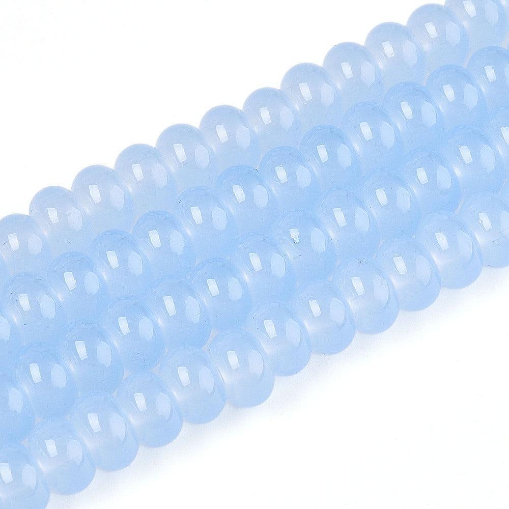 Glaskralen Imitatie Jade Rondel Lichtblauw 8x5mm - 25 stuks-Kralen-Kraaltjes van Renate